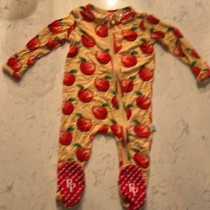 Posh Peanut cherry print zippered footie Sz 0-3 months